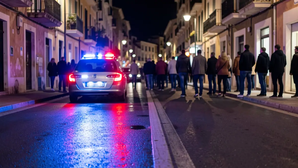 Imatge genèrica de llums d'emergència reflectides en l'asfalt durant la nit.