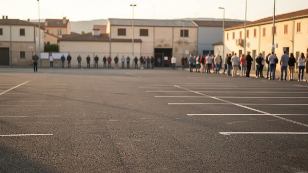 Generic image of an urban parking lot in a Mediterranean city.