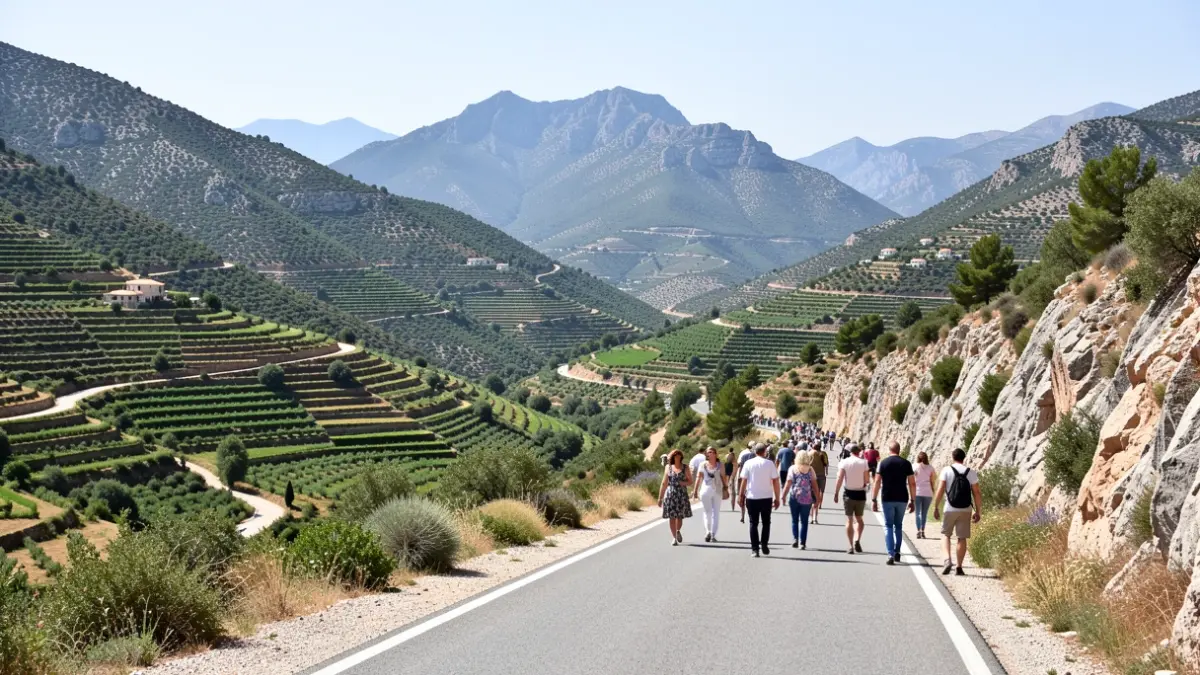 Paisatge de muntanya i camins rurals en la comarca de la Marina Baixa.