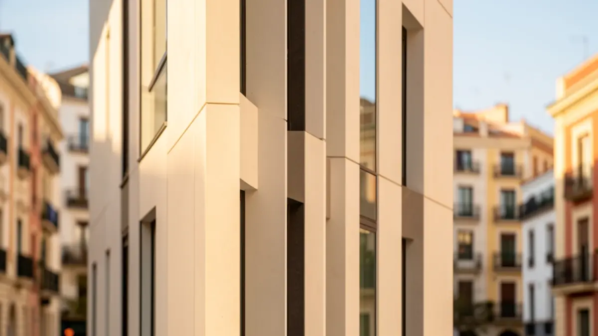 Imatge genèrica d'una façana arquitectònica moderna a València.