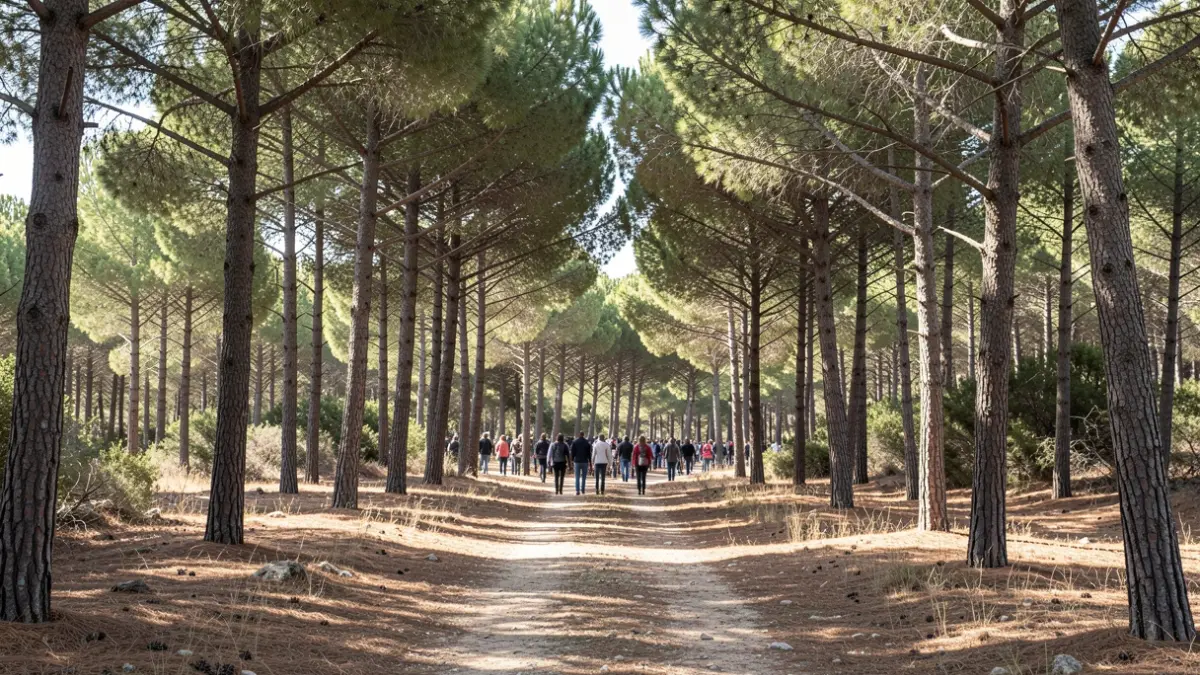 Camino forestal vacío en la Devesa de El Saler durante el nivel de preemergencia por riesgo de incendios.