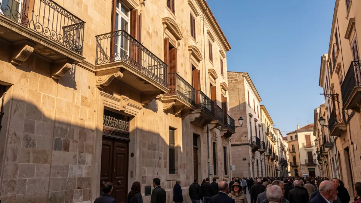 Façana d'un edifici històric en una ciutat mediterrània amb balcons de ferro forjat.