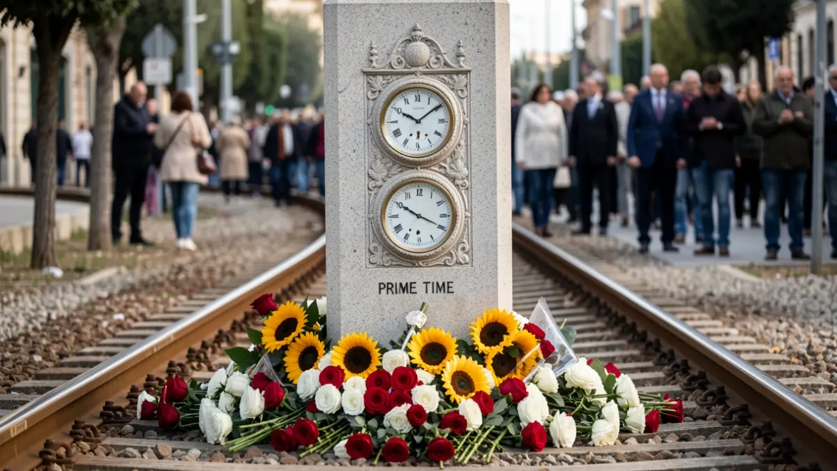 Imatge genèrica de la commemoració de l'accident del metro de València amb flors al monument.