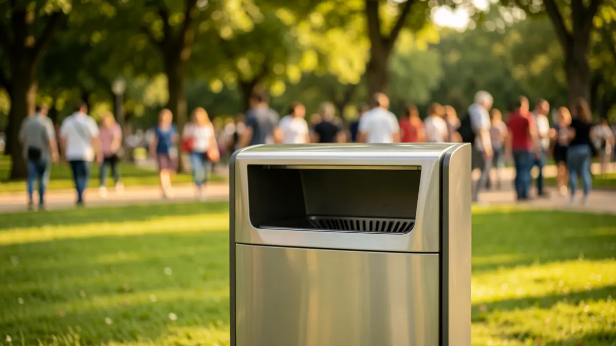 Imagen genérica de una papelera en un parque público.