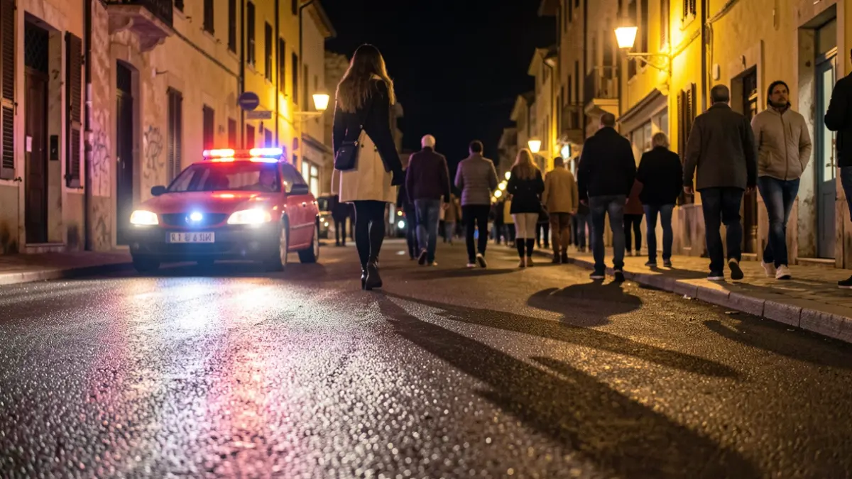 Generic image of emergency lights in an urban environment at night.