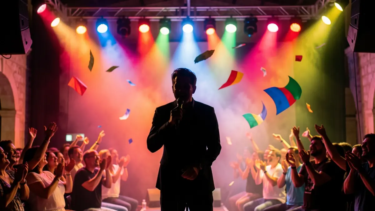 Imatge genèrica d'un espectacle d'humor amb un còmic a l'escenari.