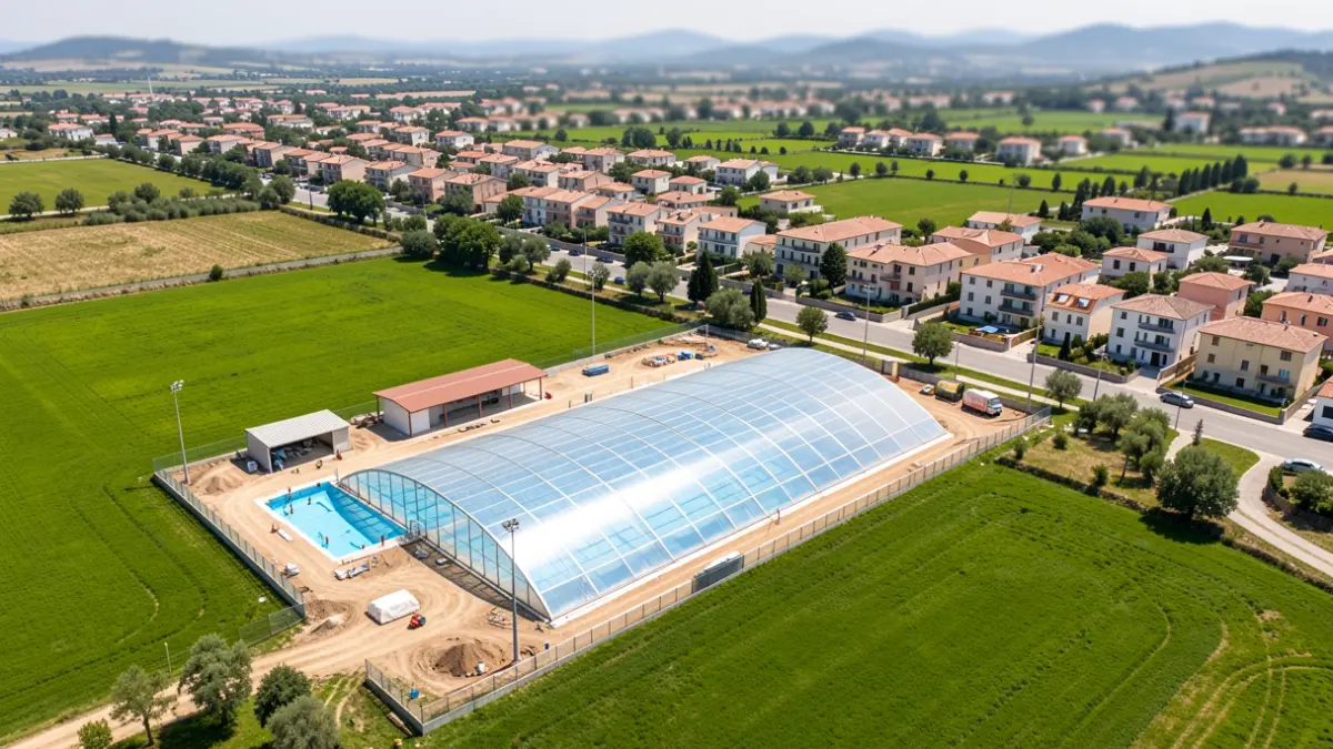 Imagen genérica de obras en una instalación deportiva municipal.