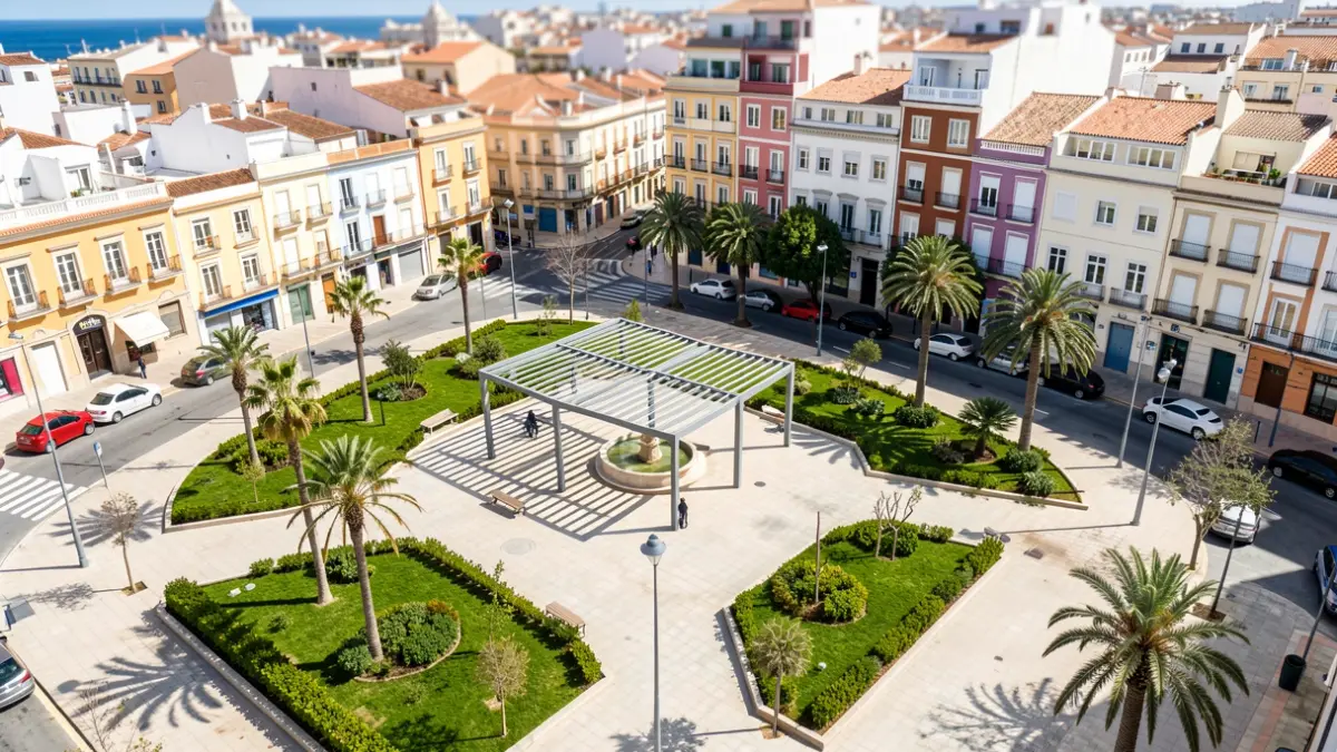 Aerial view of Plaza de la Montañeta in Alicante with urban improvements.