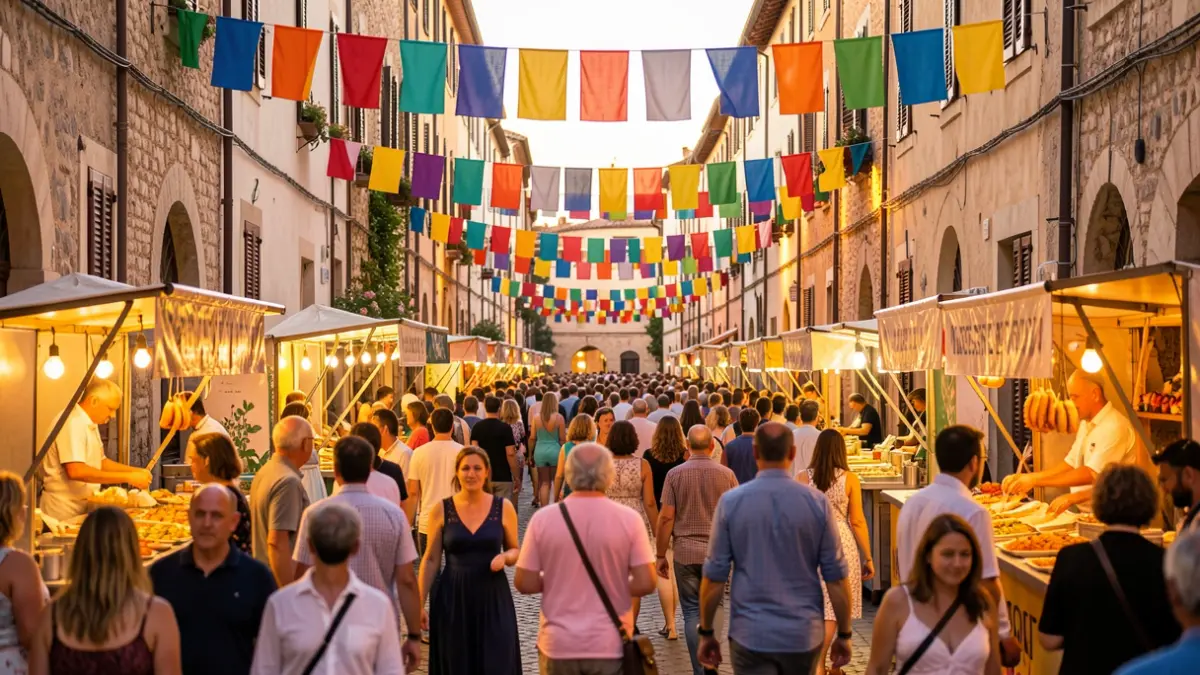 Imagen genérica de una calle animada durante una fiesta popular en la ciudad.