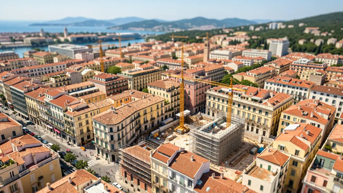 Imagen genérica de una ciudad mediterránea con obras urbanísticas.
