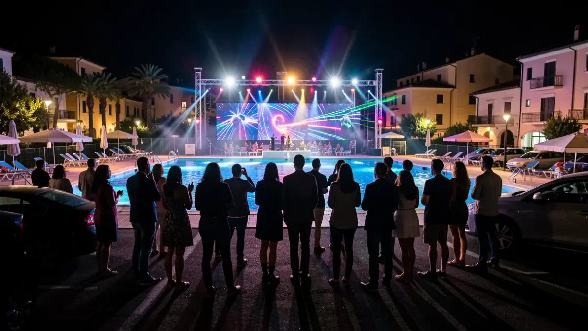 Imagen genérica de un festival de música electrónica nocturno en un recinto municipal.