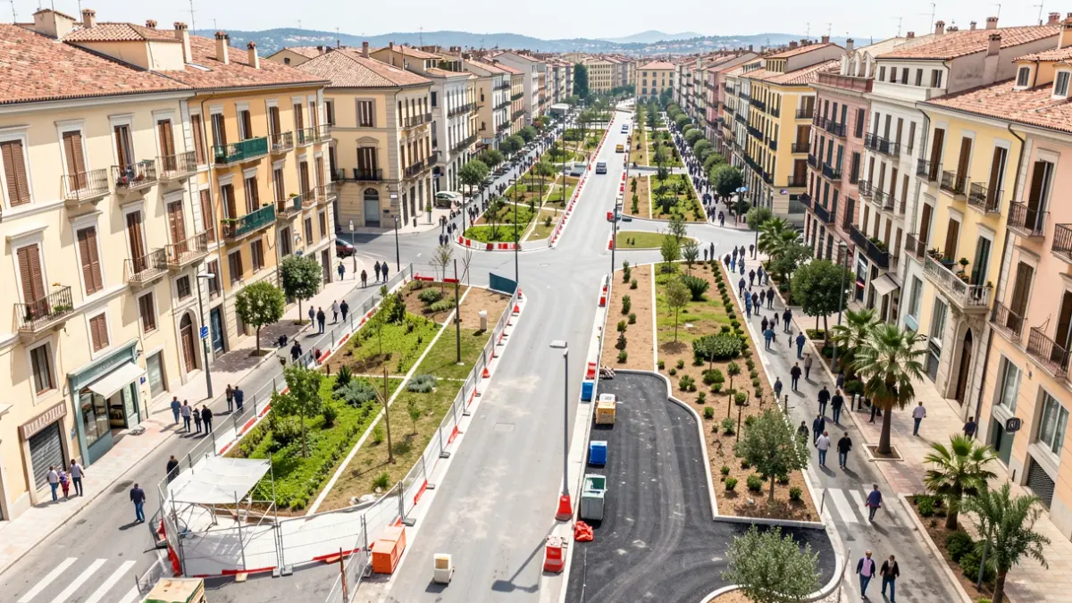 Generic image of urban improvement works in a Mediterranean city.