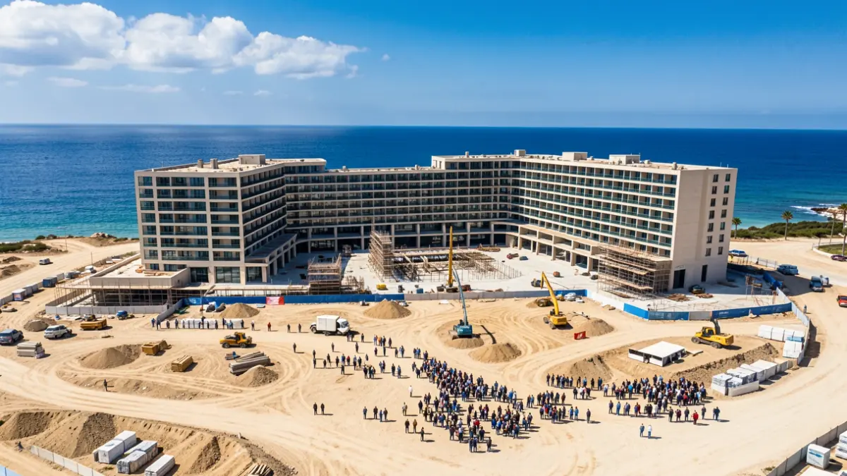 Imagen genérica de un complejo hotelero en construcción en la costa.