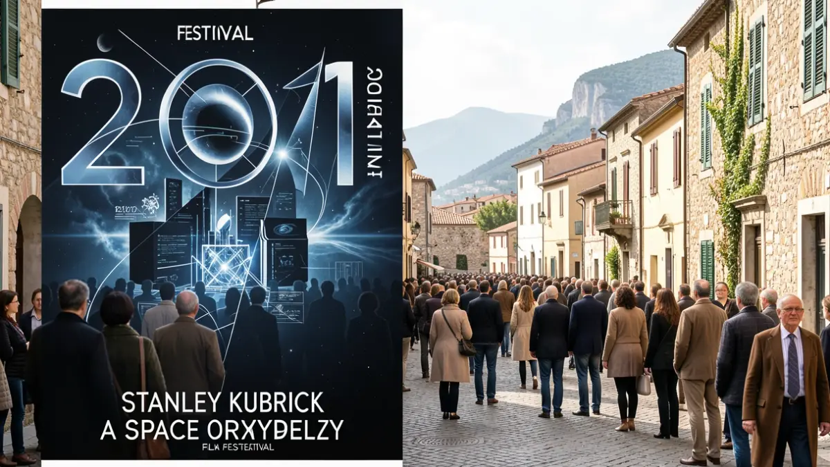 Imatge genèrica del cartell del Festival Internacional de Cine Pequeño d'Aspe, inspirat en '2001: Una odissea de l'espai' i la intel·ligència artificial.