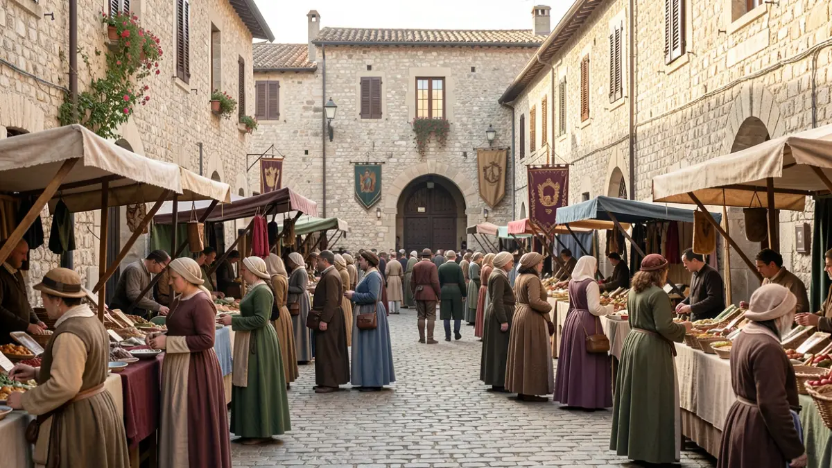 Imatge genèrica d'un mercat medieval a Benicarló amb ambientació festiva.