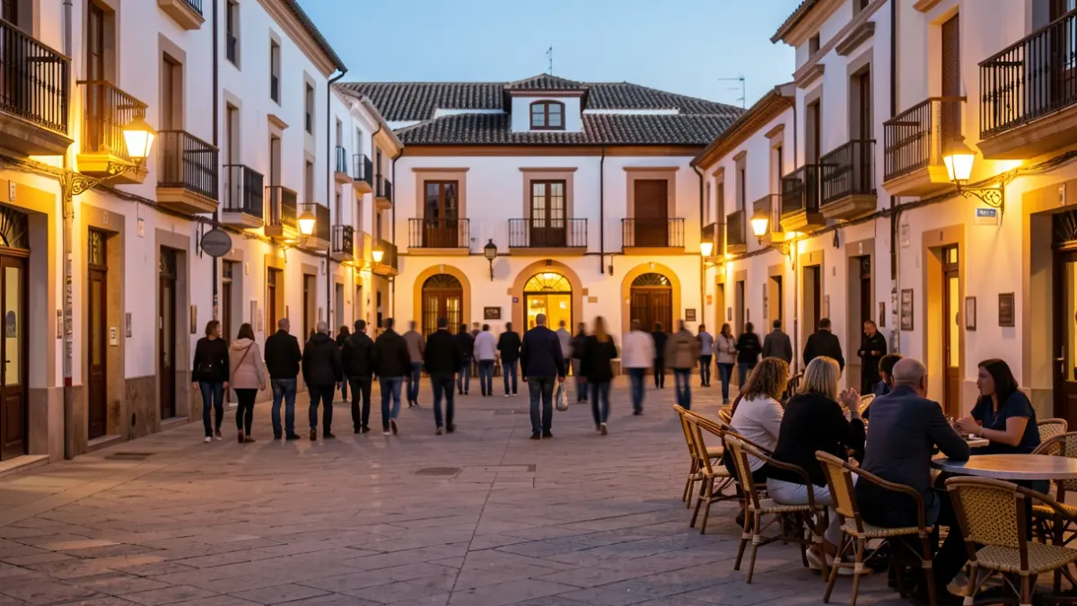 Imagen genérica de una plaza de pueblo valenciano iluminada al atardecer.