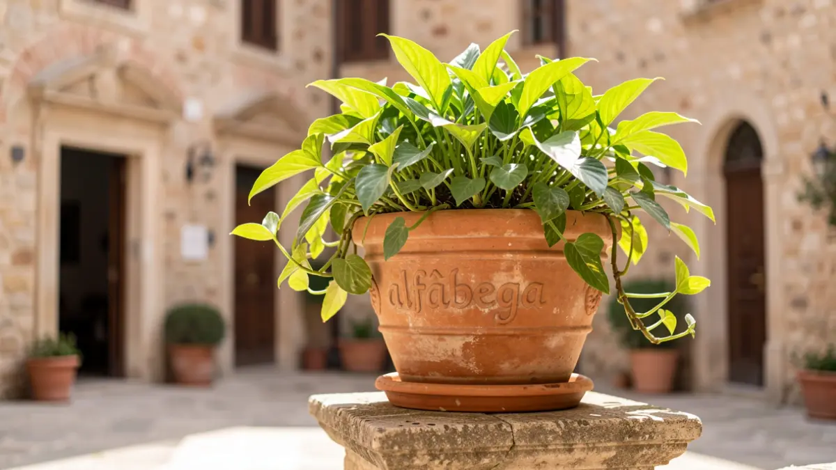 Imagen genérica de una planta 'alfàbega' en un entorno tradicional.