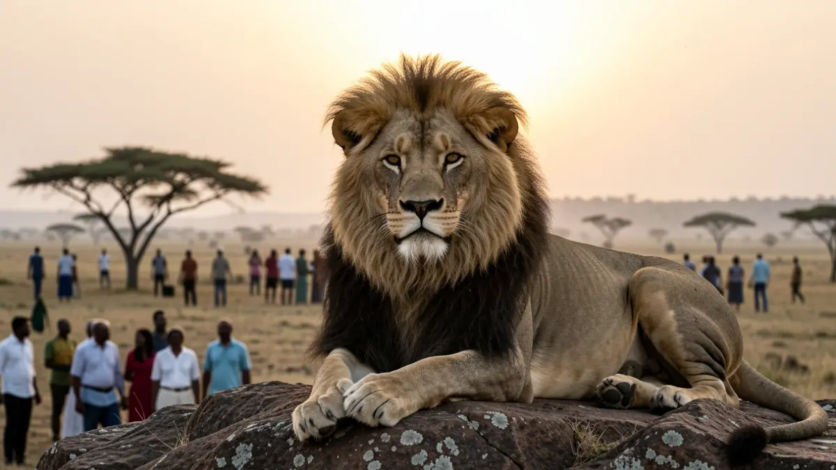 Generic image of a lion in its natural habitat.