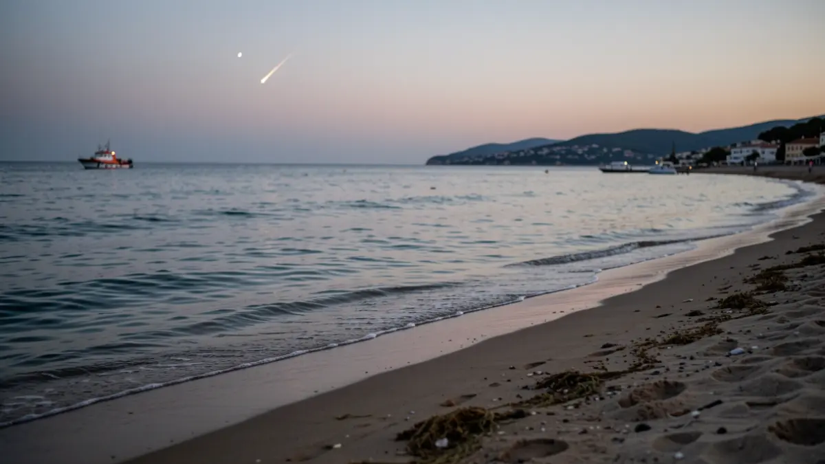 Generic image of a Valencian beach with a rescue boat.