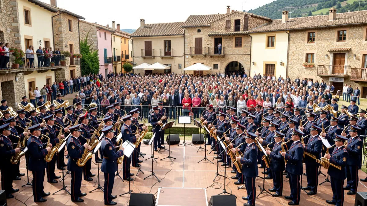 Generic image of two music bands facing each other on a stage in Bunyol.