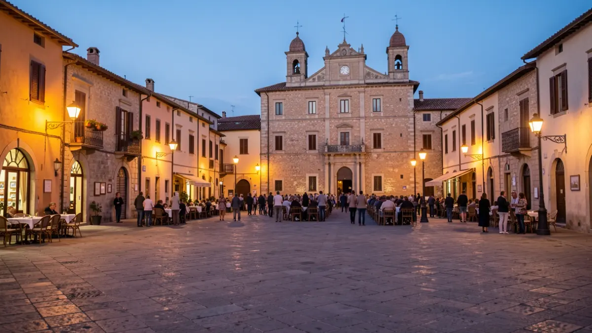 Imagen genérica de una plaza pública de un municipio valenciano al atardecer.