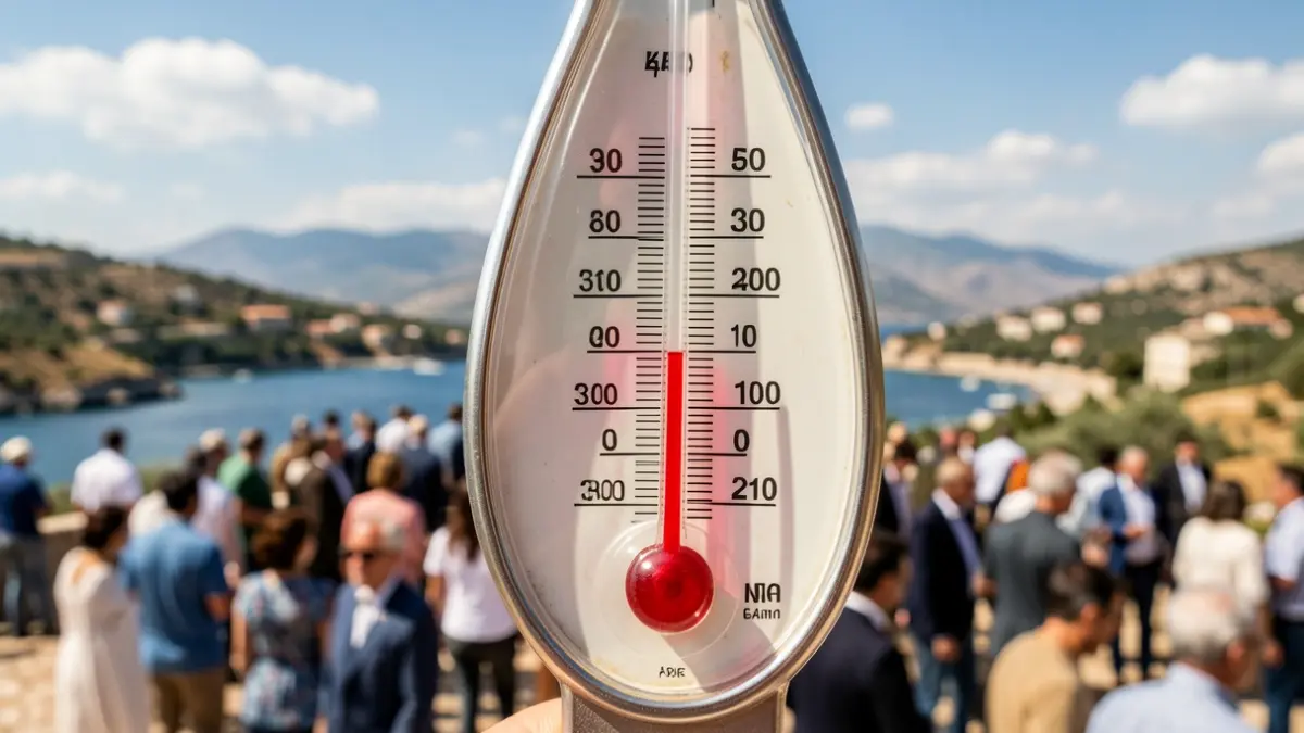 Termómetro genérico marcando temperaturas extremas.