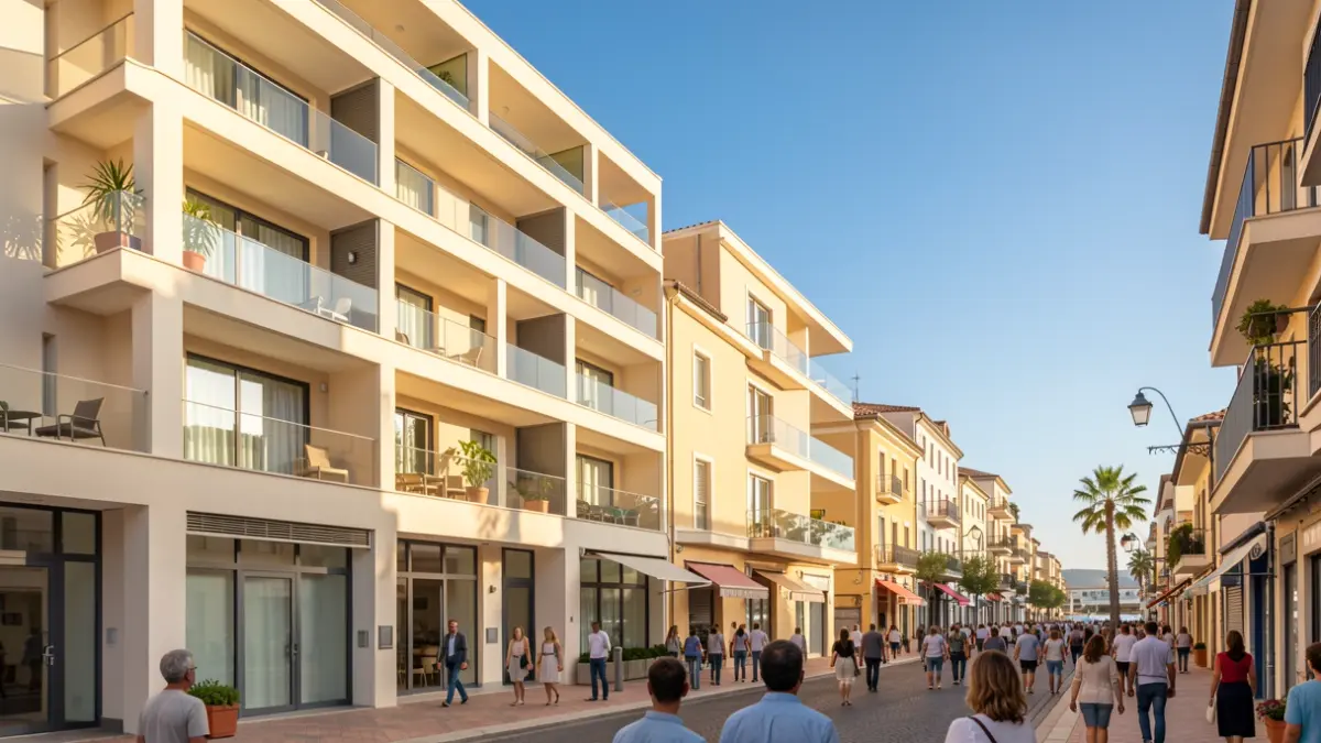 Generic image of a modern apartment building on the Mediterranean coast.