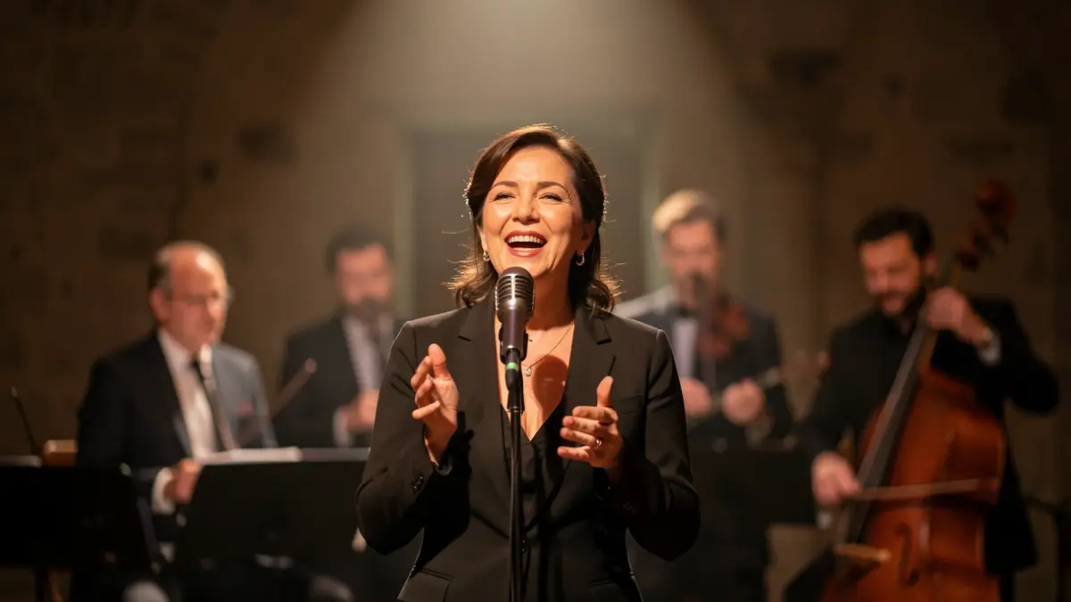 Generic image of a jazz singer on stage.