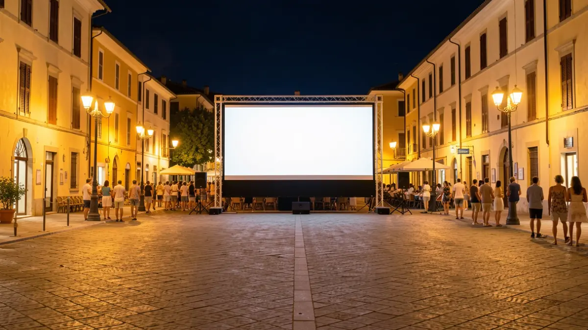 Imagen genérica de una proyección de cine al aire libre en una plaza durante una noche de verano.