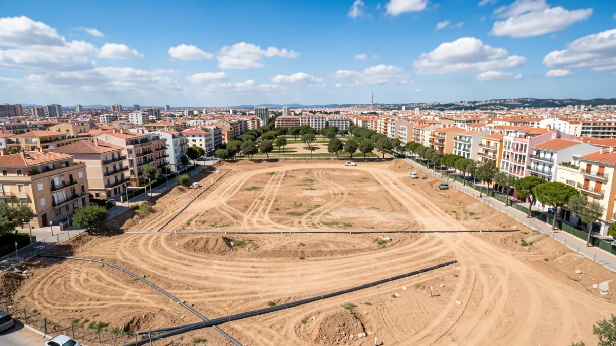 Imatge genèrica de les obres d'un gran parc urbà en construcció.