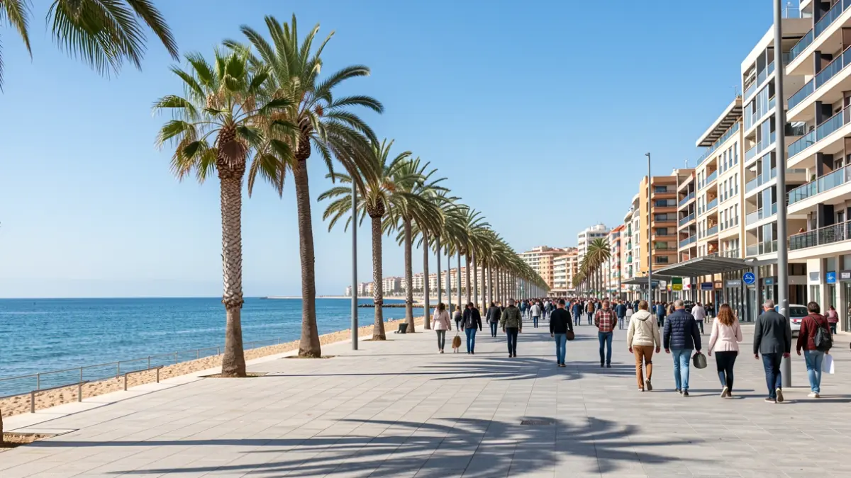 Imatge genèrica del passeig marítim de Cullera, amb palmeres i disseny urbà modern.