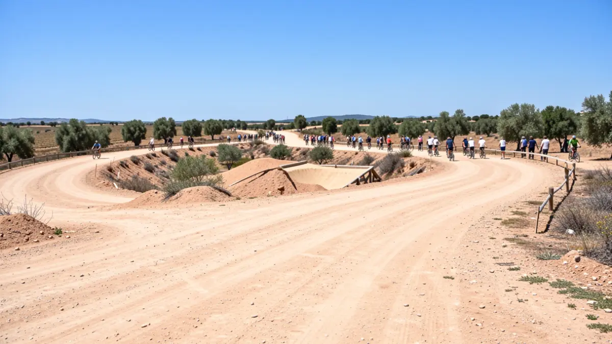 Imagen genérica de un circuito ciclista en construcción en un entorno mediterráneo.