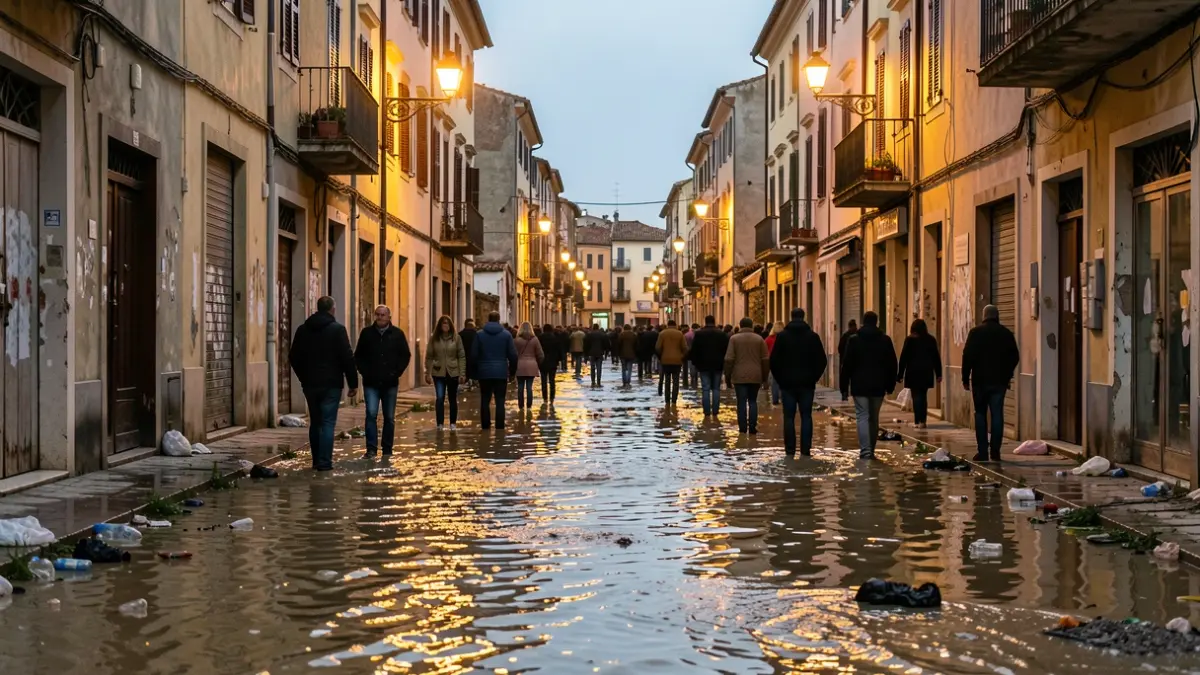 Generic image of a flooded street with sewage water.