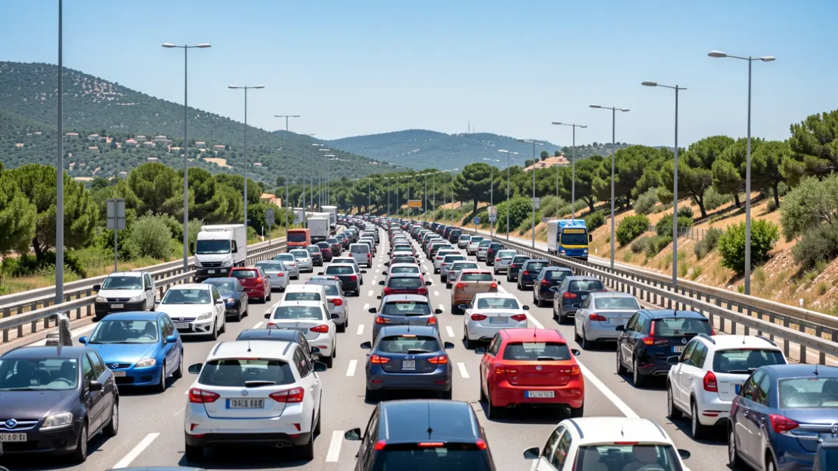 Generic image of a busy highway on a sunny day.