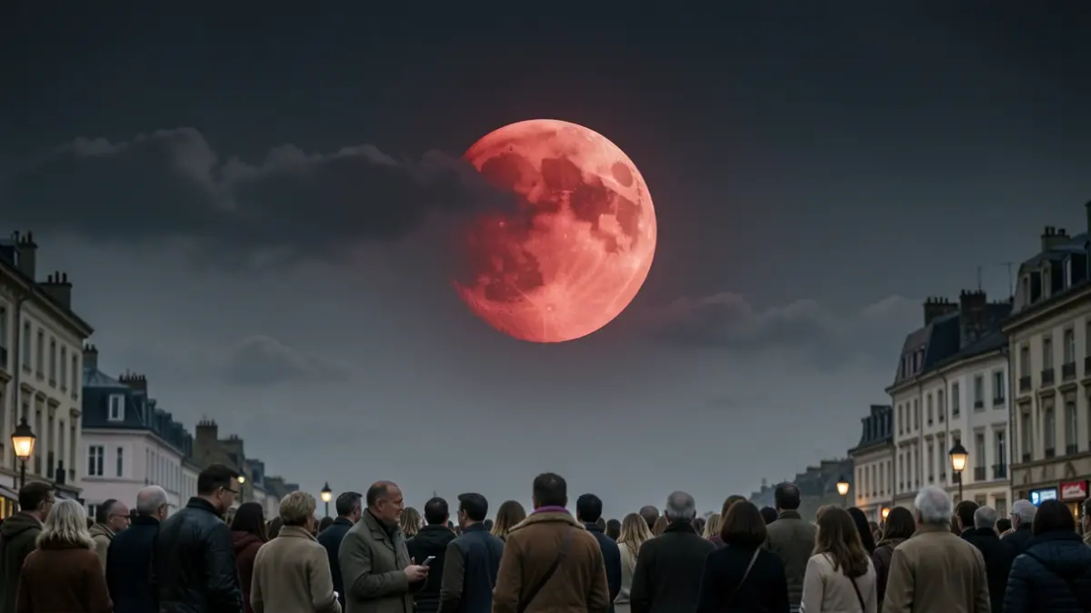Generic image of a partial lunar eclipse with the Earth covering most of the Moon.