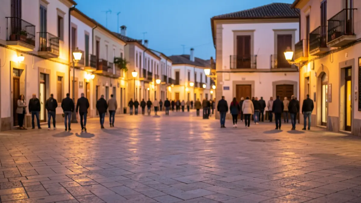 Generic image of a square in Burriana at dusk.