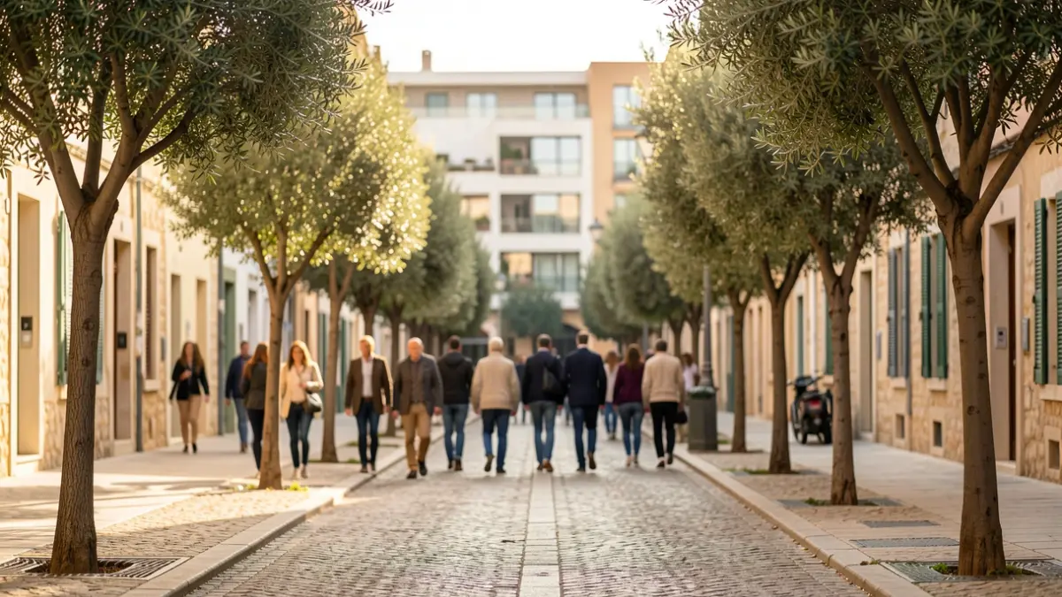 Generic image of a redeveloped street with trees.