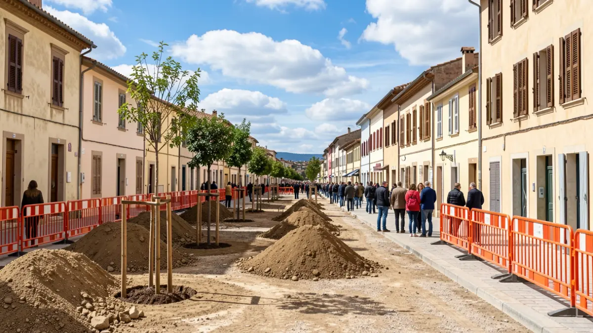 Imatge genèrica d'obres en una via pública amb elements de construcció.