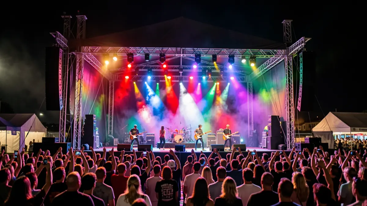 Imagen genérica de un escenario de festival de música con luces.