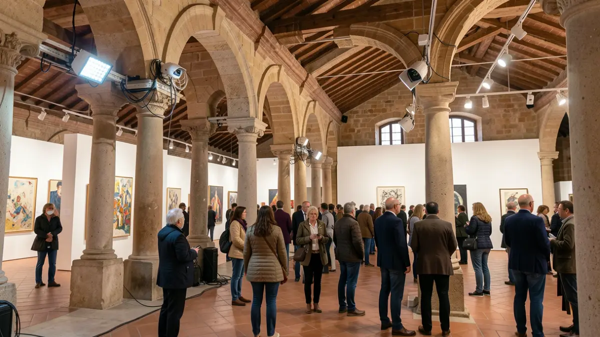 Generic image of the interior of the City Museum of Valencia preparing for an exhibition with security measures.