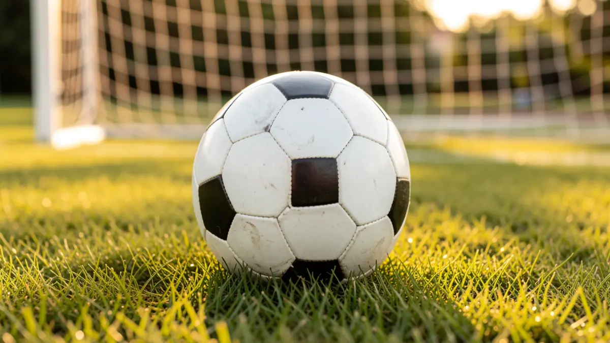 Generic image of a soccer ball on grass.