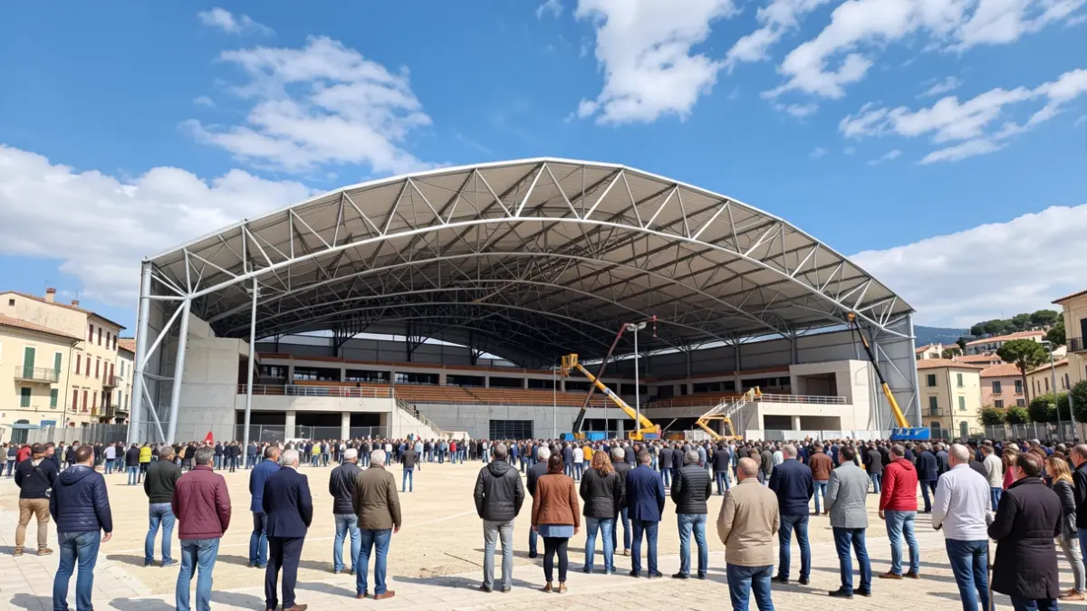 Imatge genèrica de la construcció d'un pavelló esportiu a la Comunitat Valenciana.