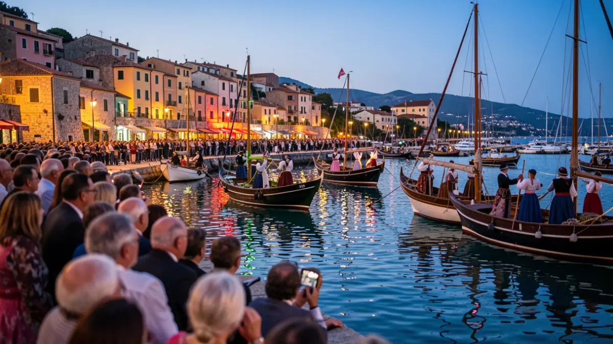 Generic image of maritime cucañas in Port de Sagunt with people enjoying the event.