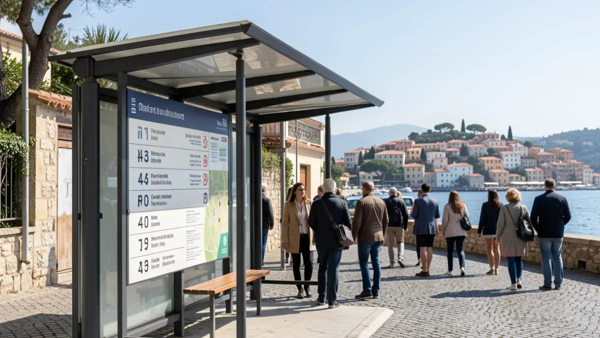 Generic image of a bus stop with signage.