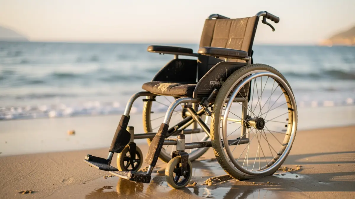 Imagen genérica de una silla anfibia en una playa.