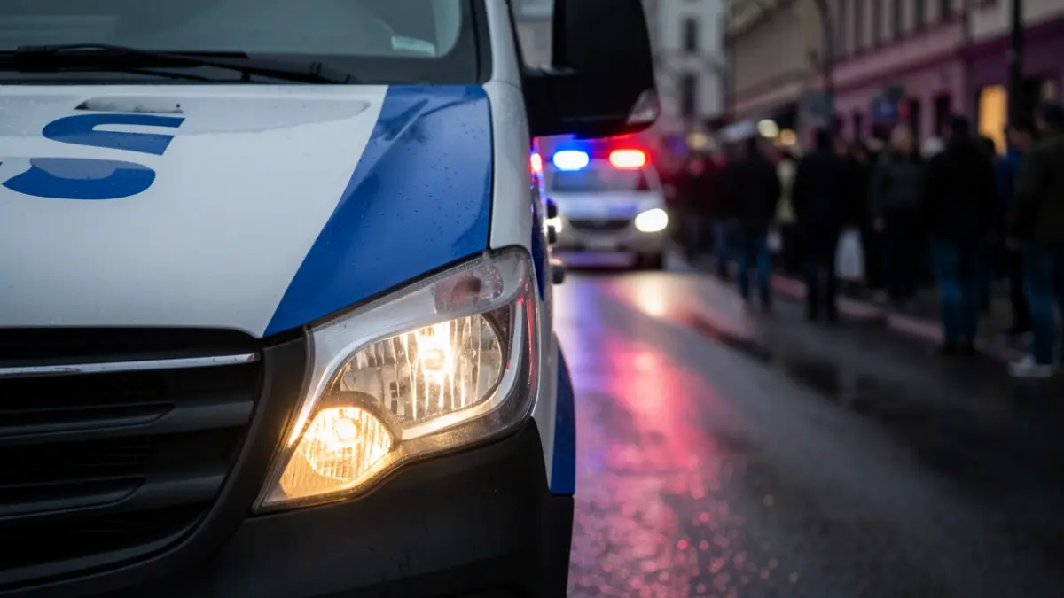Generic image of a police van with emergency lights.