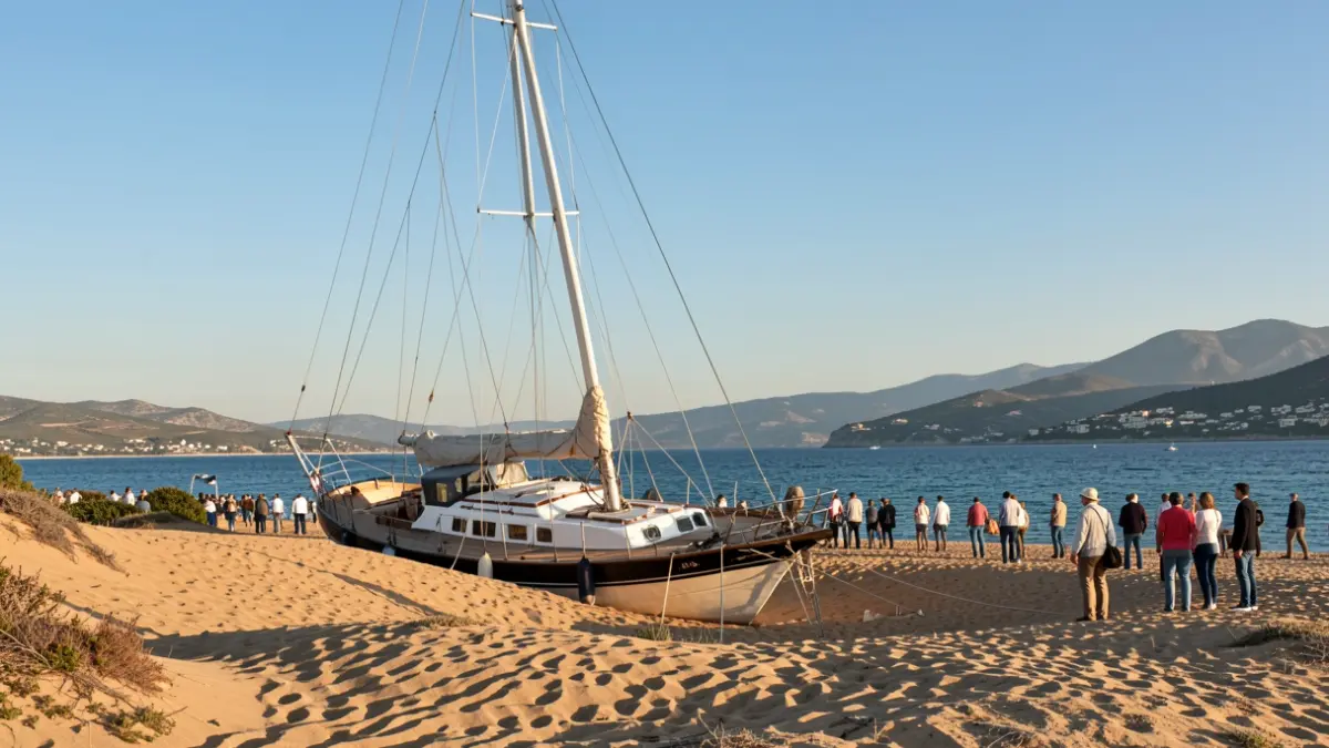 Imagen genérica de un velero encallado en la costa.