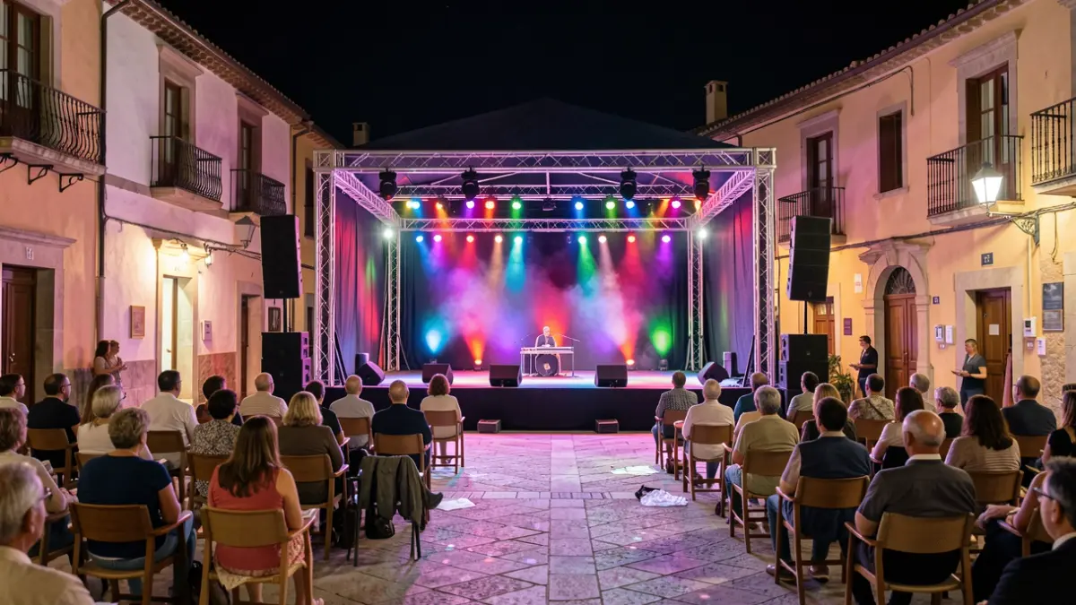 Imatge genèrica d'un escenari exterior il·luminat de nit.