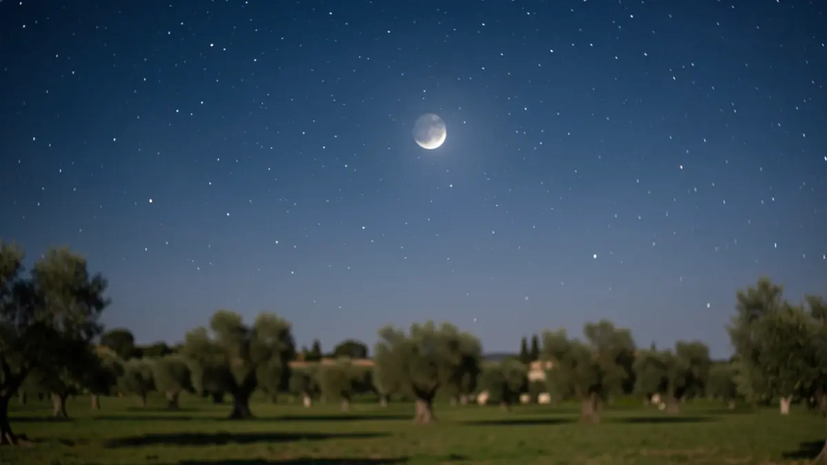 Imagen genérica del cielo nocturno con luna y estrellas.