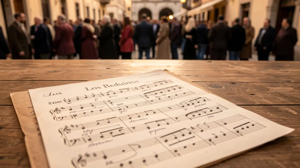 Handwritten musical score of the march 'Los Beduinos' by Antonio Espinosa.